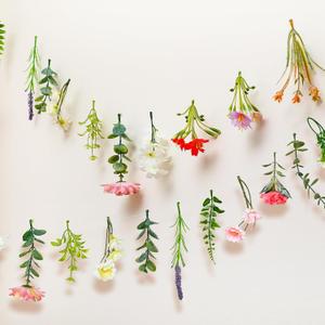 2 Pcs 6.6 ft Artificial Flower Banner Wildflower Garland Garden Tea Birthday Party Decoration Floral Hanging Decor Wildflower Backdrop for Bridal Baby Shower Fall Halloween Home(Vivid Color)