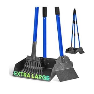 Larger Pooper Scooper Dog Pooper Scooper for Large Medium Small Dogs Heavy Duty Stainless Steel No Bending with Rake & Shovel & Extra Large Tray for Yard