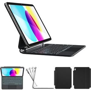 for iPad 11th(A16, 2025)/10th Generation Case with Keyboard, Magic Keyboard 2022, Springy Backlit Keys, Stain-Resistant Surface, Multi-Touch Trackpad,Black