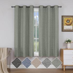 Simplebrand Linen Textured 100% Sage Green Blackout Curtains 63 Inch Length 2 Panels for Bedroom, Thermal Insulated Soundproof Grommet Curtains Blackout, Farmhouse Window Privacy Drapes, 40"W x 63"L