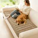 hyha Couch Covers for Dogs Washable, Non Slip Plush Dog Sofa Protectors, Fuzzy Pet Couch Covers for 3 Cushion Sofa Pet Friendly (Khaki, 27.6" x 70.9")