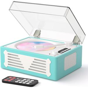 Portable Bluetooth CD Player with Speaker, Retro CD Player, LED Screen, USB Playback, AUX Input/Output, Rechargeable, Perfect for Home Decoration, Remote Control, and Home Entertainment