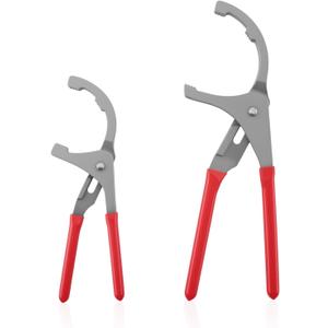9" & 12" Oil Filter Pliers Wrench, Adjustable Oil Filter Pliers Set,Oil Filter Removal Tools Fit Most of Cars, Trucks, Motorcycles Engine Filters (Red)