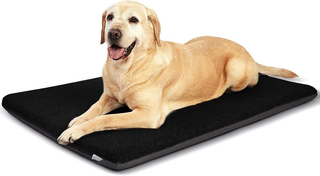Panku Orthopedic Dog Beds for Extra Large Dogs, Dog Pad for Crate with Durable Washable Waterproof Linen Removable Cover, Black (Large, 41x29x2", Back Zipper)