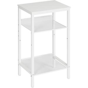 HOOBRO Tall Side Table, 3-Tier Telephone End Table with Adjustable Mesh Shelves, Small Entryway Table with Storage, Small Nightstand for Living Room, Bedroom, Hallway, Office, White WW01DH01G1