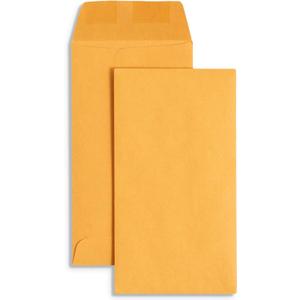 Blue Summit Supplies 500#7 Coin Envelopes, Gummed Seal, 28 lb Brown Kraft Coin Envelopes, for Holding Coins and Keys, Number 7 Size, 3 1/2 X 6 1/2, 500 Pack