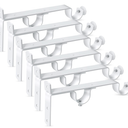 Double Curtain Rod Bracket, Heavy Duty Curtain Rod Holders Hooks, White 6 Pack Drapery Rods Hangers for Wall, Vintage Drapery Rods Support Brackets for 1-1.1 Inch Drape Poles