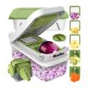Mueller Pro-Series V Blade Veggie Chopper, Egg Slicer, Spiralizer, Dicer, Cutter, Food Chopper, Gifts for Mom, Kitchen Accessories & Kitchen Essentials with Food Container and Lid White Sand/Green