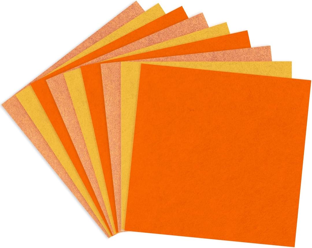Whaline 30Pcs Fall Orange Felt Fabric Sheets Soft Thick Assorted 3 Colors Craft Felt Pack for Autumn Thanksgiving DIY Crafts Sewing Patchwork Art Projects, 6 x 6 Inch