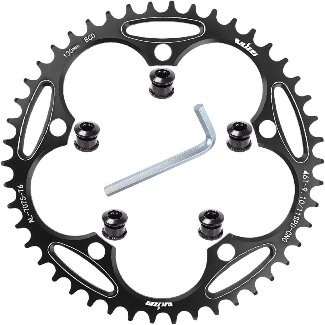 110/130 BCD Chainring 36/38/40/42/44/46/48/50/52/54/56/58/60T Round Narrow Wide Bicycle Chainring with 5 Screws for Road Bike Folding Bicycle