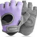 VINSGUIR Workout Gloves for Women and Men, Breathable Weight Lifting Gloves for Gym Exercise, Fitness, Training, and Cycling, with Excellent Grip and Cushion Pads (Gray, L)