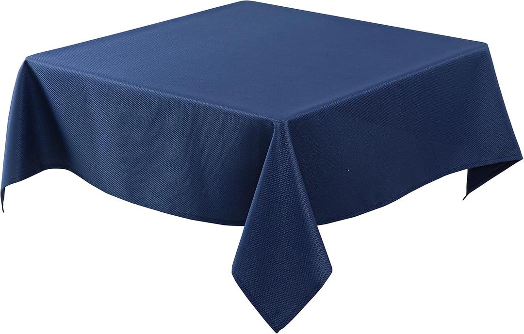 Biscaynebay Textured Fabric Square Tablecloths 54x54 Inches, Navy Water Resistant Table Cloth Small Card Folding Table Covers Linen for Dining, Kitchen, Wedding and Parties etc. Machine Washable
