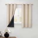 BGment Short 100% Blackout Curtains for Bedroom, Thermal Insulated Energy Efficiency Noise Reducing Grommet Curtains 45 Inch Length with Liner for Small Window 2 Panels Each 42 Inch Wide, Champagne