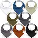 8-Pack Organic Baby Bandana Bibs for Boys, Girls - Super Absorbent Triangle Baby Bibs for Drooling and Teething Infant, 100% Cotton Extra Soft for Newborn, Infant 0-36 Months (Basics) (Cotton (Pack of 8))