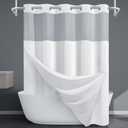 EUTXL Heavyweight Long No Hook Shower Curtain with Snap in Liner,256GSM Waffle Weave Shower Curtains for Bathroom,71W x 80H(78"),White