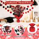 6 Pcs Graduation Table Centerpieces, Red and Black Graduation Table Decorations 2026 Metallic Foil Spray Grad Tabletop Centerpiece Star Burst Glitter Graduate Cap Class of 2026 Graduation Party Favors