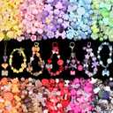 Assorted 500PCS 10 Colors Mixed Acrylic Beads for Bracelet Making, Flower Bow Butterfly GummyBear Aesthetic Bracelet Charms, Cute Beads for Jewelry Making DIY Necklace Keychain Phone Charm