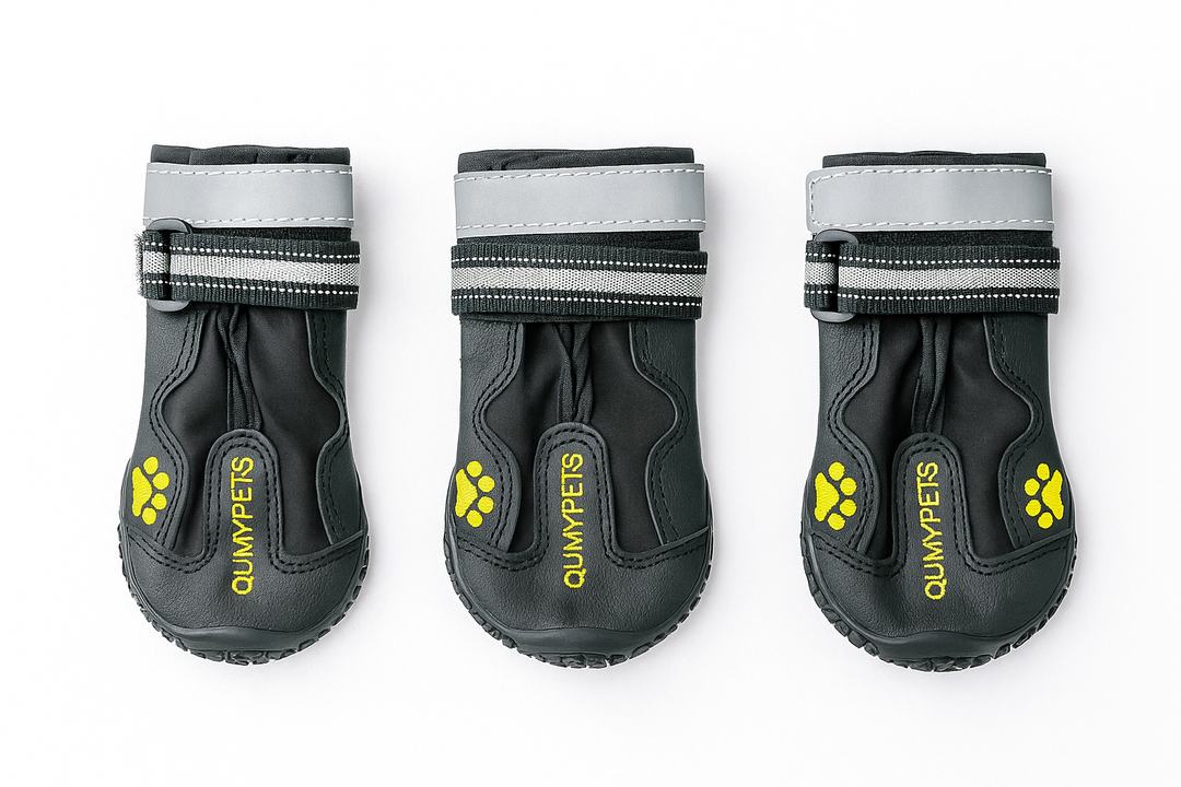 QUMY 3PCS Dog Boots Size 6 Performance Dogs Shoes & Paw Protectors SIZE 8, Black