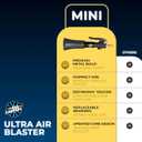 The Rag Company - Ultra Air Blaster Mini - Lift and Blast Dirt and Debris Away for Interior Detailing; Durable and Ergonomic Metal Design; Trigger Operated