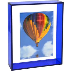 8x10 Acrylic Picture Frame Neon Floating Photo Frame for Wall Mount and Tabletop Decorative in Gallery Home Office, Klein Blue