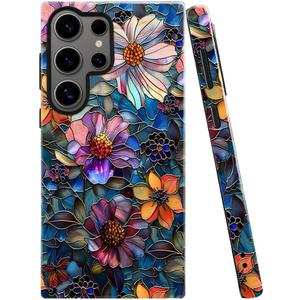 Case for Samsung Galaxy S25 Ultra,Colorful Floral Flower Art Phone Case Drop Resistant Glossy 2 in 1 Solid Dual-Layer Cover for Girl Women