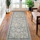 Madane Washable Runner Rug - 2x6 Rug Runners for Hallways 6 Feet Non Slip Vintage Kitchen Runner Rug Ultra-Thin Bathroom Runner Rugs Carpet Laundry Room Bedroom (2x6ft, Green/Gold)