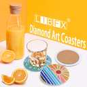 Libfx Diamond Art Coasters Kit with Holder, 8 Pcs Diamond Art Coasters for Adults Kids Beginners Crafts Gifts (Sun-Moon)
