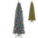 Pre-Lit Blue Artificial Christmas Tree Slim With 9 Lighting Modes-9 Ft