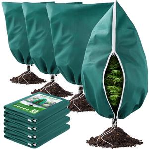 8Pack Winter Plant Covers Freeze Protection, 31.5x47.3" (2.3 OZ/yd) Frost Blankets with Zipper & Drawstring, Reusable Frost Cloths for Outdoor Plants, Rose Bush, Bird Insect Prevention, Farm, Garden