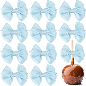 AIMUDI Dusty Rose Satin Ribbon Twist Tie Bows for Treat Bags 3.5" Dusty Pink Bows for Wedding Small Bows for Crafts Premade Bows for Cake Pops Candy Apple Bridal Shower Christmas Decor -24 Counts