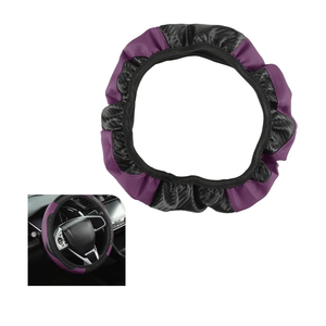 Car Steering Wheel Cover, 15" Carbon Fiber Leather Non-Slip Steering Wheel Protector, Scratch-Resistant No Inner Ring Design Interior, Universal Protective Accessory (Purple)