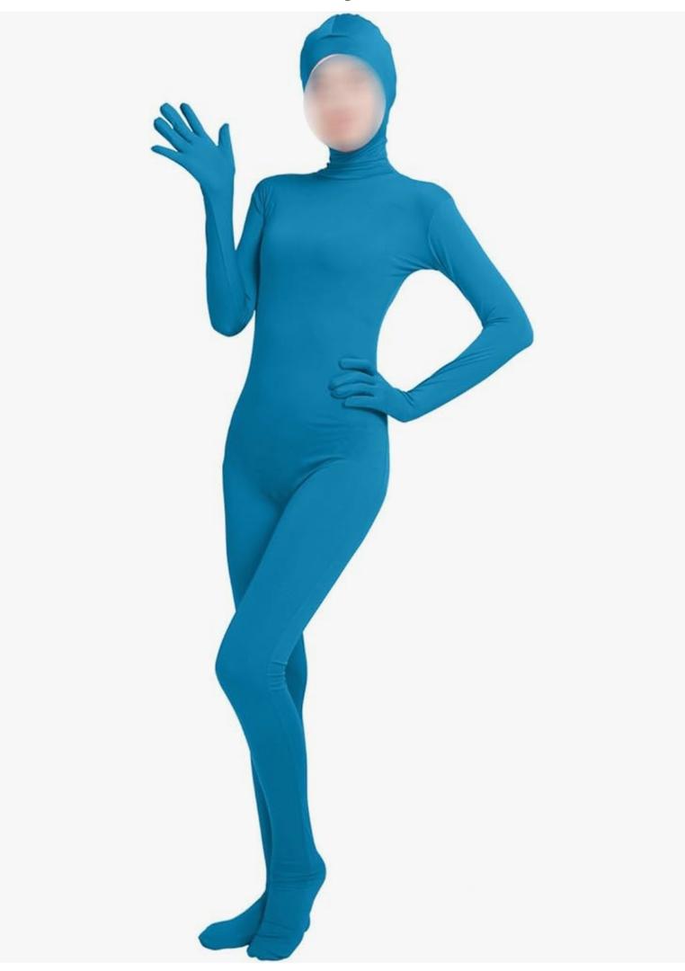 Full Bodysuit Include Felt Eye Mask  Dancewear Solid Color Spandex Zentai Unitard, M/L