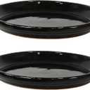 Sunnydaze 12-Inch Ceramic Plant Saucers - Plant Drip Trays for Outdoor Planter Flower Pot Drainage - Only One Pc - Obsidian