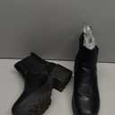 Rilista Platform Boots for Women Chunky High Heels Ankle Booties Square Toe Side Zipper Punk Boots (10, Black)