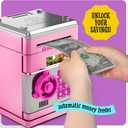 Piggy Bank for Kids - Electronic Money Saving Box w/Code- ATM Safe - Toy Coin Bank - Toys for Girls Age 3, 4, 5, 6, 7 - Birthday Gifts for 8, 9, 10, 11, 12 Year Old Girl (Pink & Silver)
