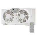 HOLMES 9" Twin Digital Window Fan, Reversible Airflow Blades, In/Out Exchange, 3 Speeds, Built-In Extender Panels, Ideal for Home, Bedroom or Office, Remote Control, White