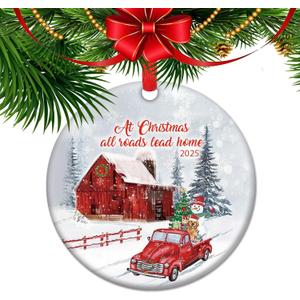 All Roads Lead Home Ornament 2025 Family Sentimental Reunion Keepsake Ceramic Tree Decor Family Memory (C7)