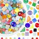 FIVEIZERO 420g Mosaic Tiles for Crafts - 280Pcs Glass Mosaic Kits, Mixed Shapes Mosaic Glass Pieces for Art, Irregular Tiny Mosaic Tile for DIY Projects, Home Decoration(Mix)