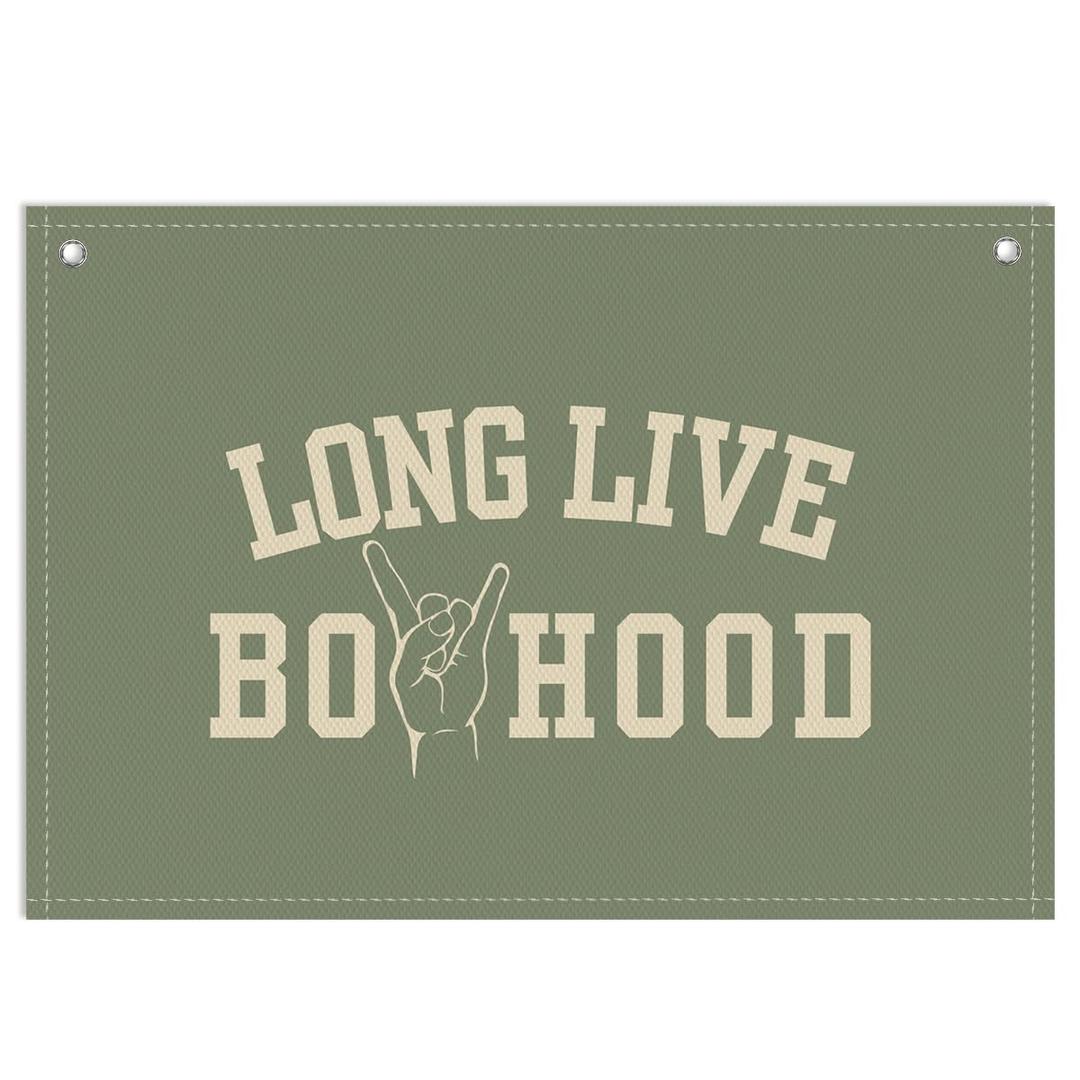 Threegoat Long Live Boyhood Banner, Toddler Boy Room Decor & Linen Wall Hanging Canvas Banner Flag, Boho Nursery Playroom Toddler & Boys Kids Room Decoration - D09