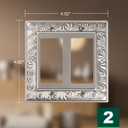 2-Pack Double Decorator Outlet Cover Plate, Paisley Pattern Decorative Switch Plates and Outlet Covers, 2 Gang Satin Nickel Metal Wall Plates, Corrosion Resistant