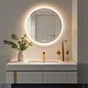 Bathroom Round LED Mirror with Lights 28 Inch LED Vanity Mirror 3-Color Anti-Fog Lighted Bathroom Mirror Wall Mounted Smart Bathroom Mirror with Touch Button Dimmable LED Bathroom Mirror (28"L x 28"W, Luna)