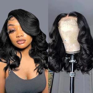 UVVUVV Wear and Go Glueless Wigs Pre Plucked Pre Cut 4x4 Body Wave Bob Wig Human Hair wigs for black women Short Bob Wig Human Hair 180 natural color 14inch
