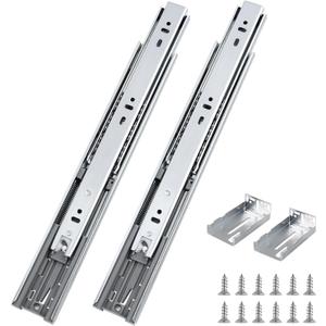 Probrico 1 Pair 24 Inch Rear/Side Mount Drawer Slides with Rear Mounting Brackets, Heavy Duty Ball Bearing Soft Close Drawer Glides, 3 Folds Full Extension Dresser Drawer Runners