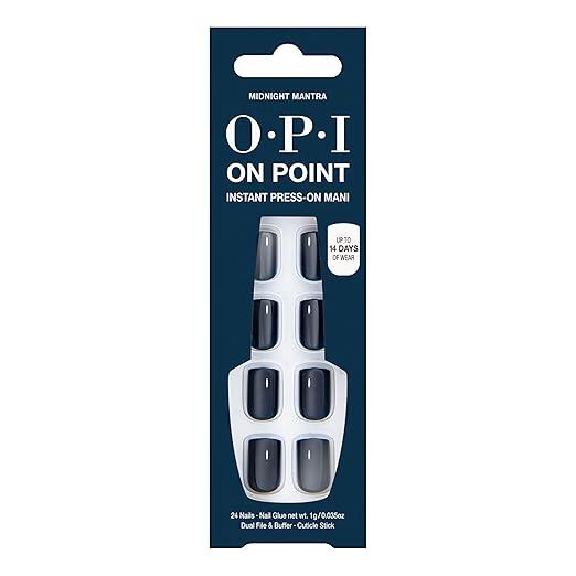 Amazon.com: OPI On Point Midnight Mantra | Short Round Navy Blue Press On Nails | With Nail Glue | Long Lasting, Reusable, Non-damaging : Beauty & Personal Care