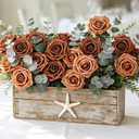 Artificial Flowers, 25pcs Artificial Rose for DIY Wedding Bouquets Centerpieces Arrangements, Shades of Terracotta Foam Roses with Stem for Bridal Shower Party Home Decorations