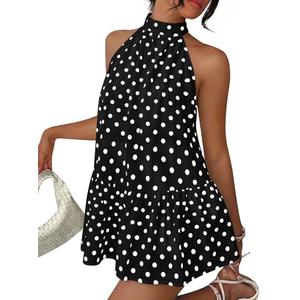 LILLUSORY Women Halter Dress Summer Mini Short Dresses A Line Polka Dot Petite Sundress Flowy Vacation Party Outfits 2026 M 