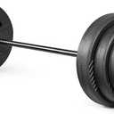 CAP Threaded Barbell Set with 100 LB Cement Grip Plates | 47" Threaded Bar, 25LB / 15LB / 10LB Grip Plates, Star Collars, Home Gym Weight Set for Strength Training