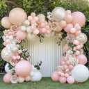 Pastel Pink Balloon Garland Double Stuffed Baby Pink Balloons Arch Light Pink Latex Balloons Different Sizes 18/12/5 Inch Macaron Balloon Kit for Baby Shower Wedding Princess Birthday Party Decor