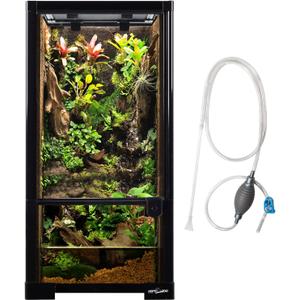 REPTIZOO 15 Gallon Full Glass Reptile Terrarium 12" x 12" x 24" Knock-Down Glass Tank and Siphon Gravel Cleaner Set, Small Habitat for Reptile Chameleon, Tree Frogs, Arboreal Geckos,Lizard