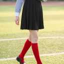 3 Pairs Kids Girls Knee High Socks Cotton Uniform School Dress Socks Seamless Toe (Red)